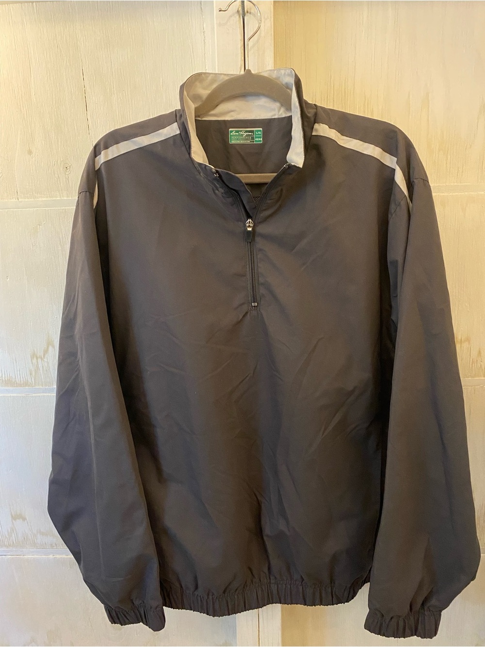 Ben Hogan Men's Charcoal Gray Quarter-Zip Golf Windbreaker White Trim Large
